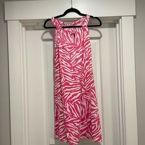 Pink and white dress stretchy material